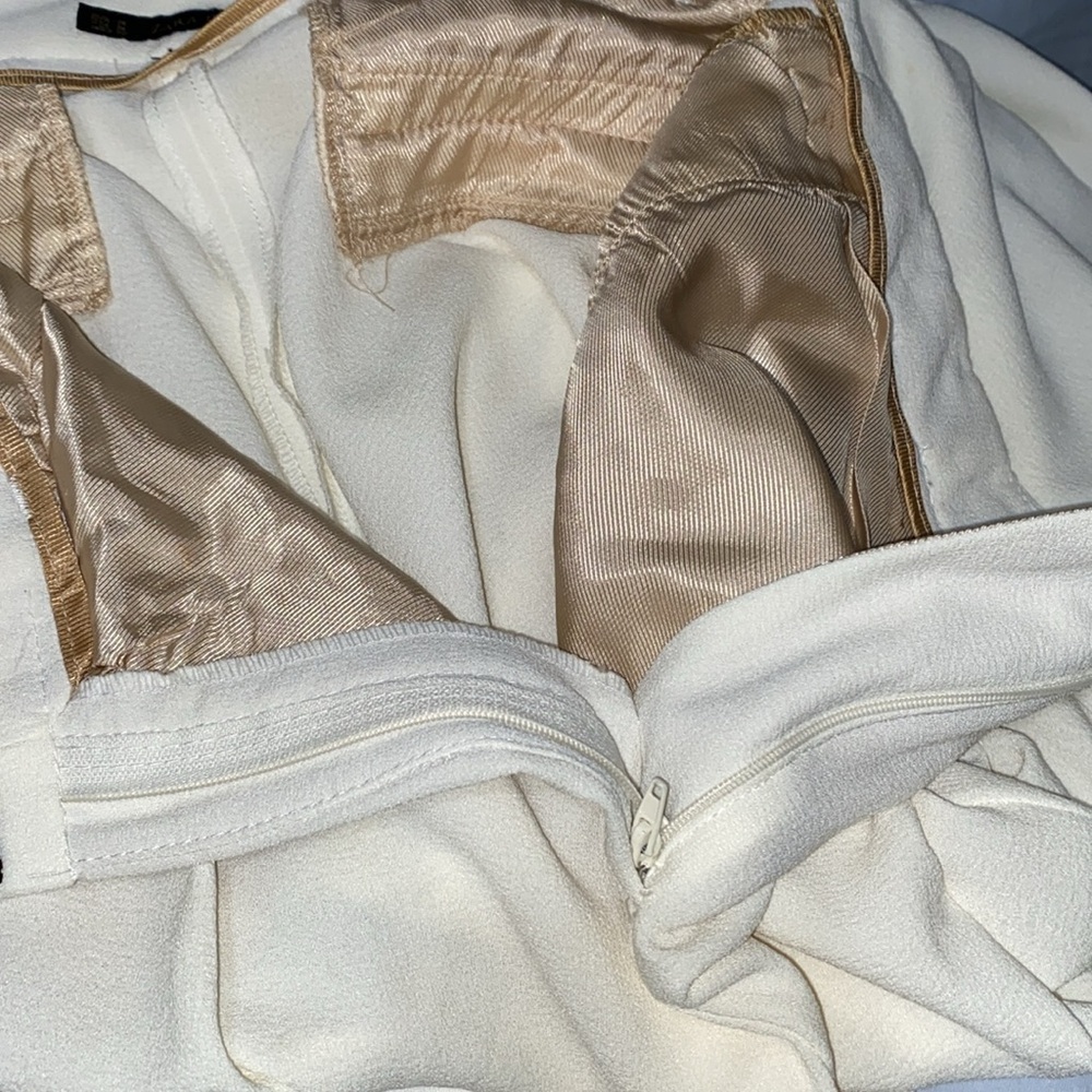 Zara Basic 100% Polyester Bone Pleated Dress Pant… - image 3